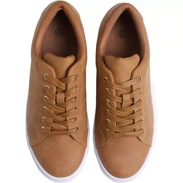 FEVERSOLE Women's Featured PU Leather Colorful Lace-Up Sneaker