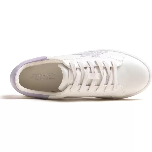 FEVERSOLE Women's Featured PU Leather Colorful Lace-Up Sneaker