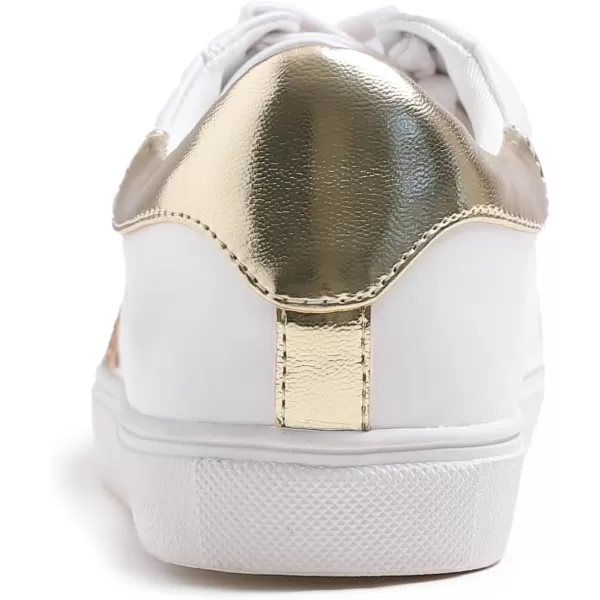 FEVERSOLE Women's Featured PU Leather Colorful Lace-Up Sneaker