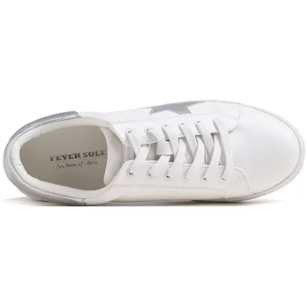 FEVERSOLE Women's Featured PU Leather Colorful Lace-Up Sneaker