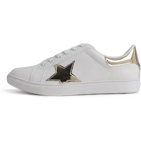 FEVERSOLE Women's Featured PU Leather Colorful Lace-Up Sneaker