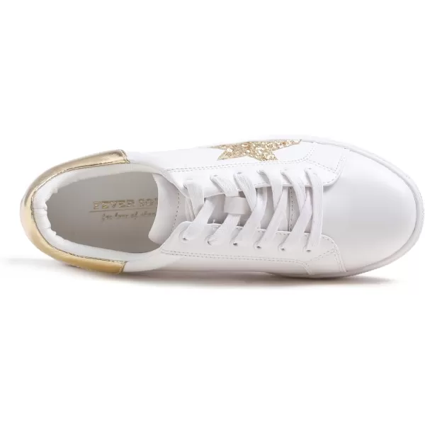 FEVERSOLE Women's Featured PU Leather Colorful Lace-Up Sneaker