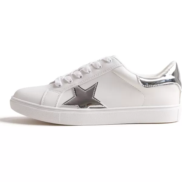 FEVERSOLE Women's Featured PU Leather Colorful Lace-Up Sneaker
