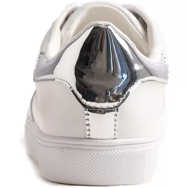 FEVERSOLE Women's Featured PU Leather Colorful Lace-Up Sneaker