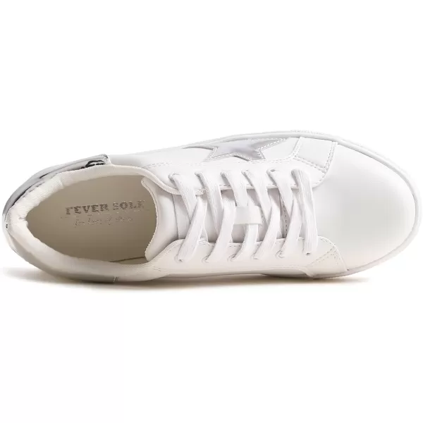 FEVERSOLE Women's Featured PU Leather Colorful Lace-Up Sneaker