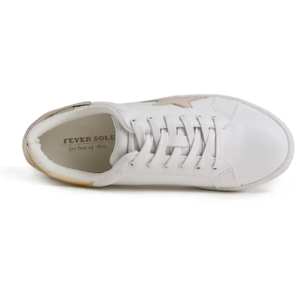 FEVERSOLE Women's Featured PU Leather Colorful Lace-Up Sneaker