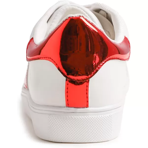 FEVERSOLE Women's Featured PU Leather Colorful Lace-Up Sneaker