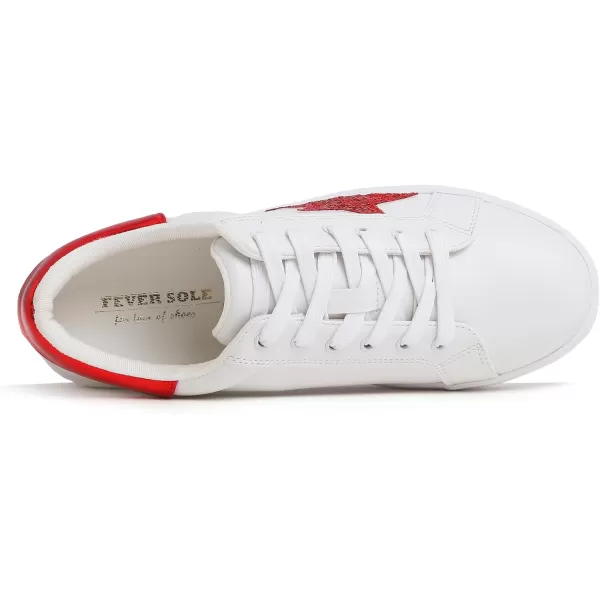 FEVERSOLE Women's Featured PU Leather Colorful Lace-Up Sneaker