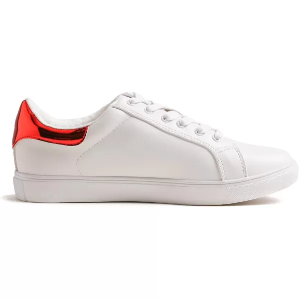 FEVERSOLE Women's Featured PU Leather Colorful Lace-Up Sneaker