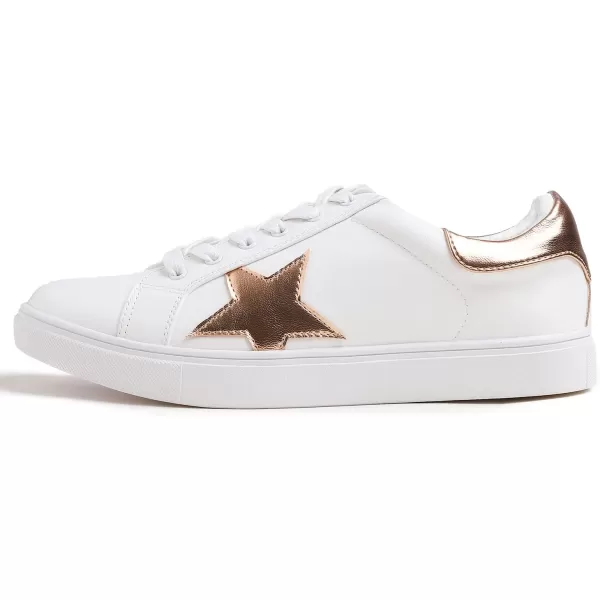 FEVERSOLE Women's Featured PU Leather Colorful Lace-Up Sneaker