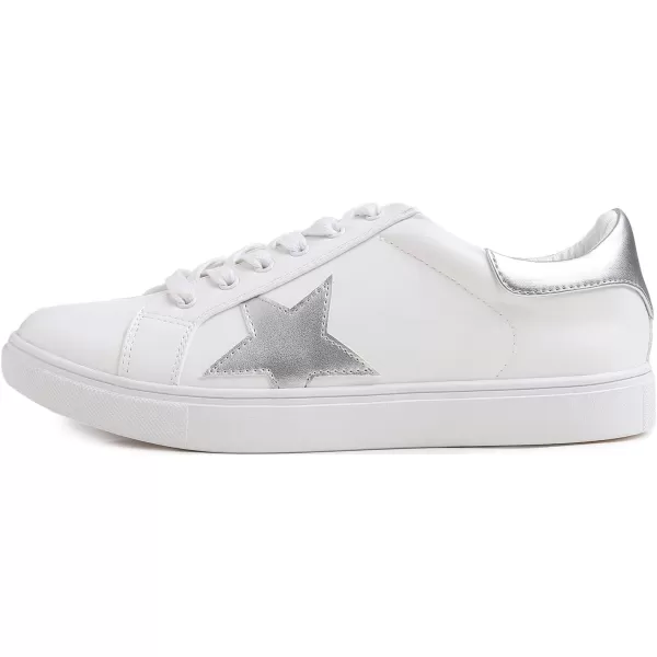 FEVERSOLE Women's Featured PU Leather Colorful Lace-Up Sneaker