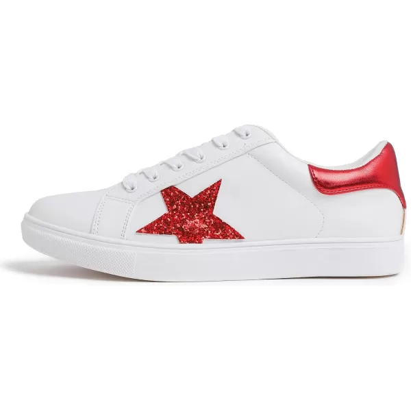 FEVERSOLE Women's Featured PU Leather Colorful Lace-Up Sneaker