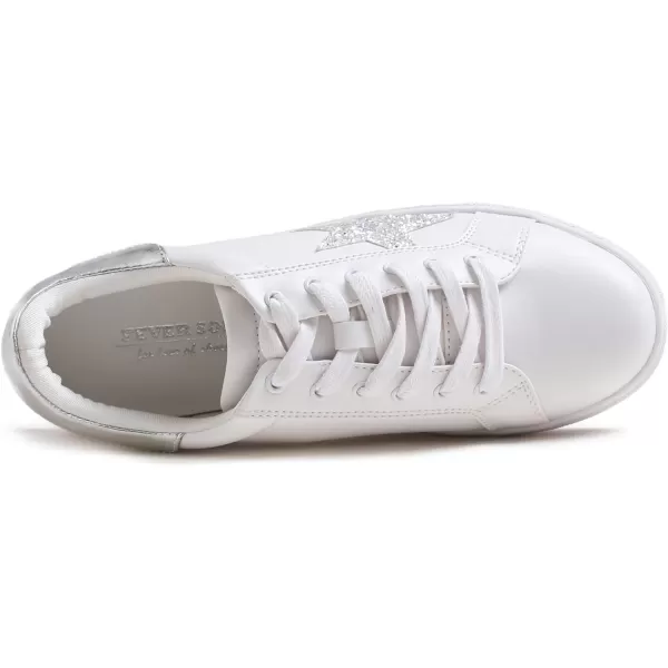 FEVERSOLE Women's Featured PU Leather Colorful Lace-Up Sneaker