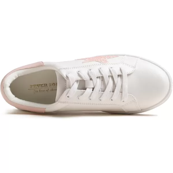 FEVERSOLE Women's Featured PU Leather Colorful Lace-Up Sneaker