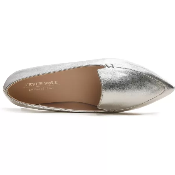 FEVERSOLE Women's Loafer Flat Pointed Deco Low Heel Fashion Slip On Dress Driving Office Shoes