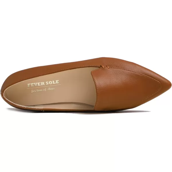 FEVERSOLE Women's Loafer Flat Pointed Deco Low Heel Fashion Slip On Dress Driving Office Shoes