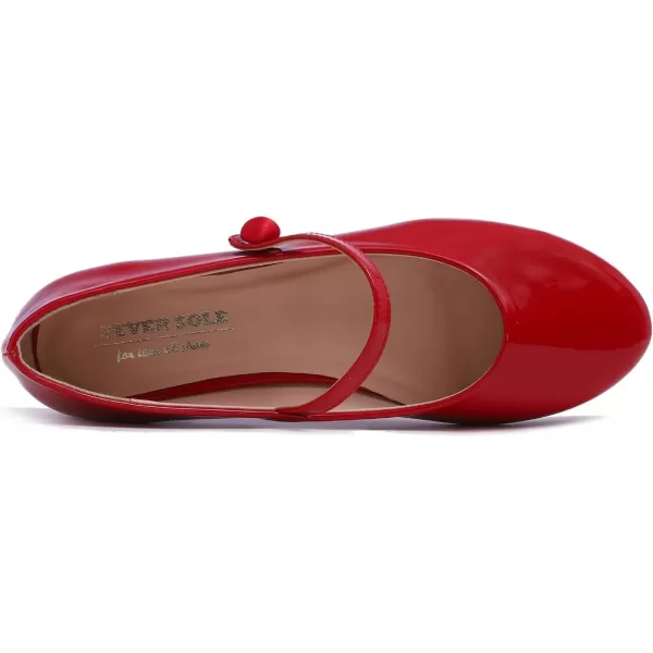 FEVERSOLE Women's Mary Jane Fashion Round Toe Easy Buckle Slip On Flats