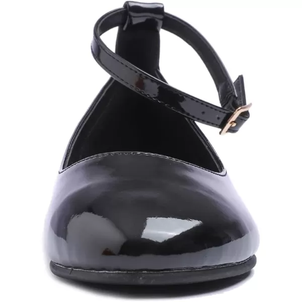 FEVERSOLE Women's Mary Jane Fashion Round Toe Easy Buckle Slip On Flats