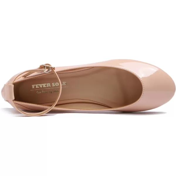 FEVERSOLE Women's Mary Jane Fashion Round Toe Easy Buckle Slip On Flats