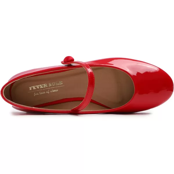 FEVERSOLE Women's Mary Jane Fashion Round Toe Easy Buckle Slip On Flats