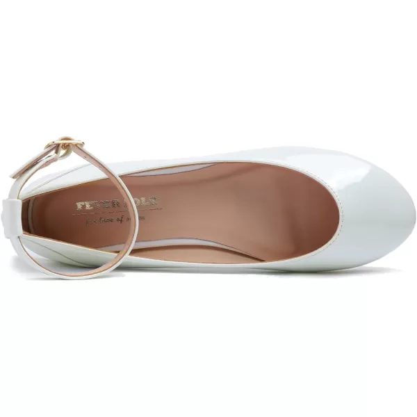 FEVERSOLE Women's Mary Jane Fashion Round Toe Easy Buckle Slip On Flats