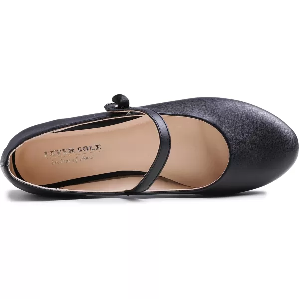 FEVERSOLE Women's Mary Jane Fashion Round Toe Easy Buckle Slip On Flats