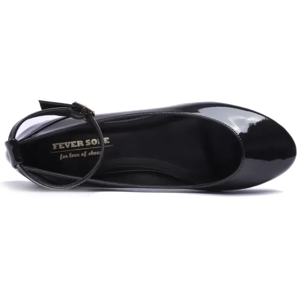 FEVERSOLE Women's Mary Jane Fashion Round Toe Easy Buckle Slip On Flats