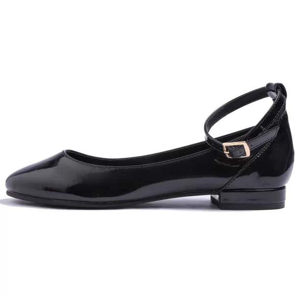 FEVERSOLE Women's Mary Jane Fashion Round Toe Easy Buckle Slip On Flats