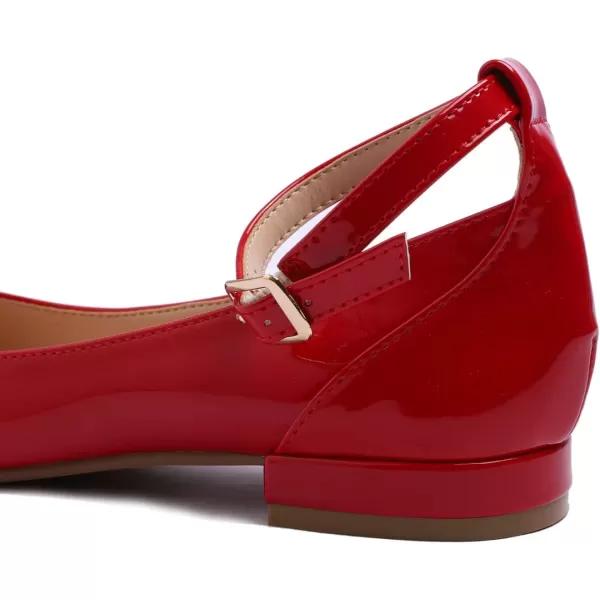 FEVERSOLE Women's Mary Jane Fashion Round Toe Easy Buckle Slip On Flats
