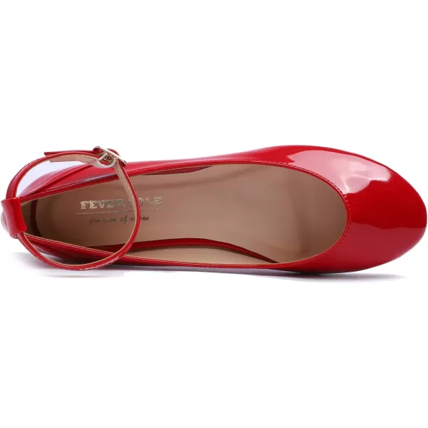 FEVERSOLE Women's Mary Jane Fashion Round Toe Easy Buckle Slip On Flats