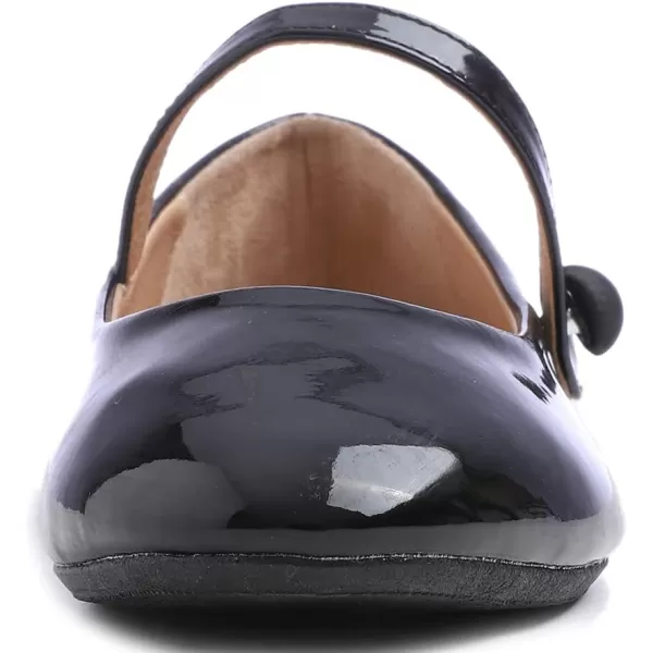 FEVERSOLE Women's Mary Jane Fashion Round Toe Easy Buckle Slip On Flats