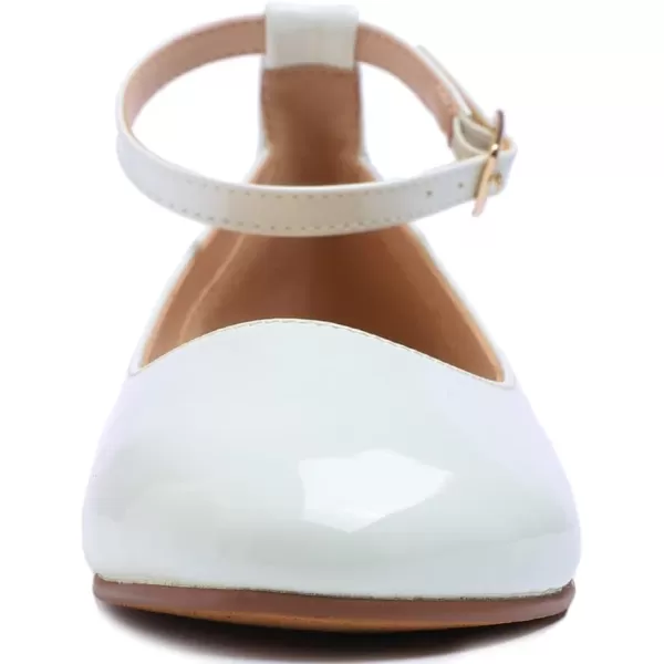 FEVERSOLE Women's Mary Jane Fashion Round Toe Easy Buckle Slip On Flats