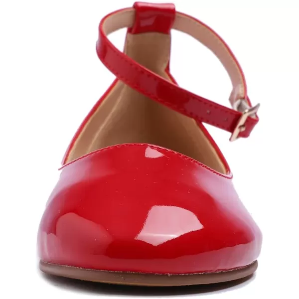 FEVERSOLE Women's Mary Jane Fashion Round Toe Easy Buckle Slip On Flats
