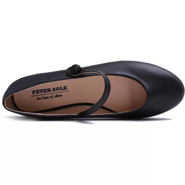 FEVERSOLE Women's Mary Jane Fashion Round Toe Easy Buckle Slip On Flats