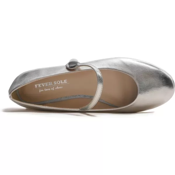 FEVERSOLE Women's Mary Jane Fashion Round Toe Easy Buckle Slip On Flats