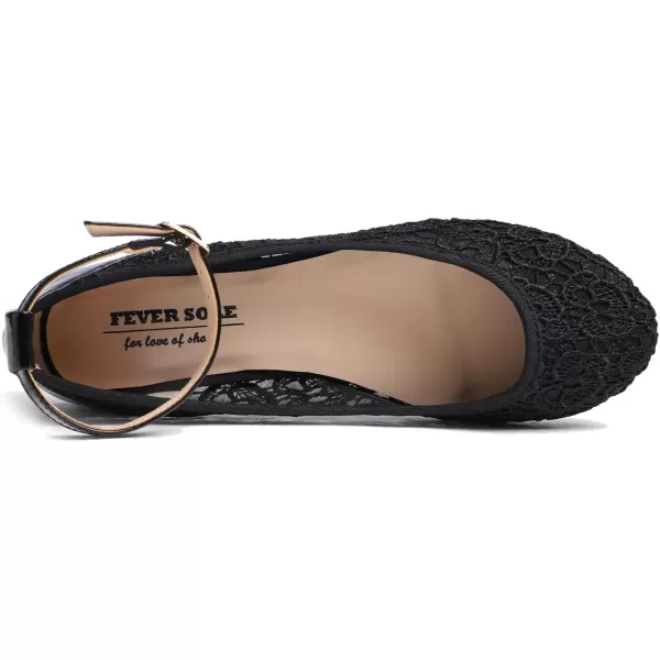 FEVERSOLE Women's Mary Jane Fashion Round Toe Easy Buckle Slip On Flats