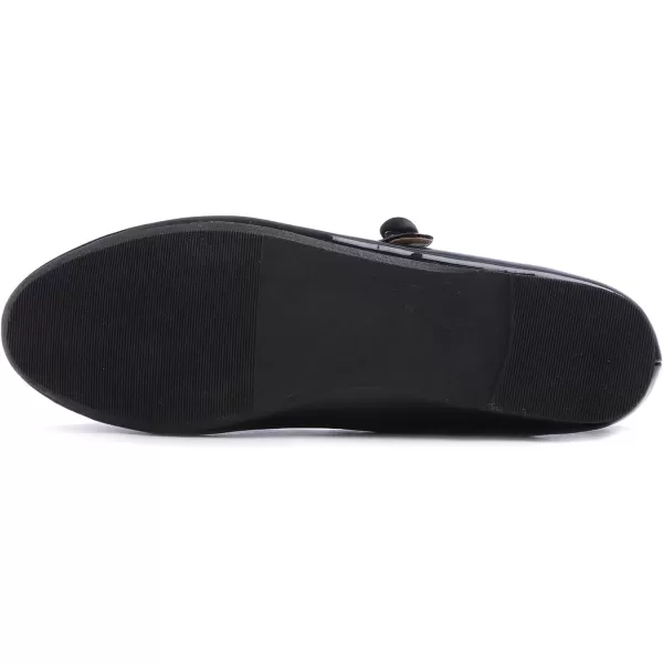 FEVERSOLE Women's Mary Jane Fashion Round Toe Easy Buckle Slip On Flats