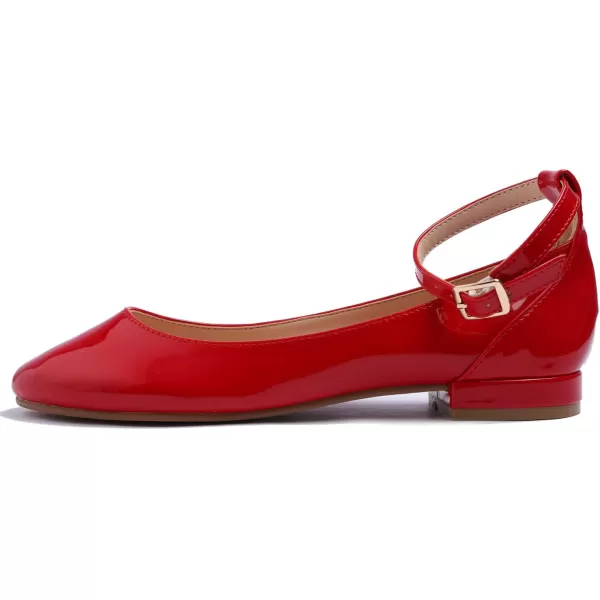 FEVERSOLE Women's Mary Jane Fashion Round Toe Easy Buckle Slip On Flats