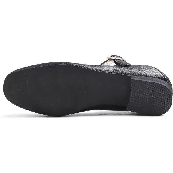 FEVERSOLE Women's Mary Jane Fashion Square Toe Easy Buckle Low Heel Slip On Flats