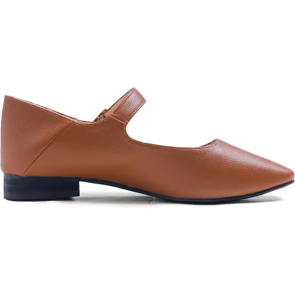 FEVERSOLE Women's Mary Jane Fashion Square Toe Easy Buckle Low Heel Slip On Flats
