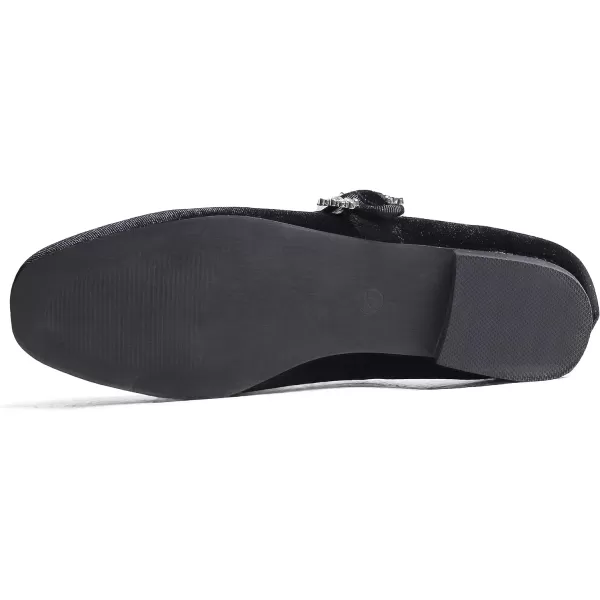 FEVERSOLE Women's Mary Jane Fashion Square Toe Easy Buckle Low Heel Slip On Flats