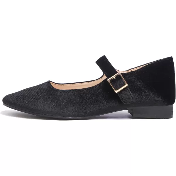 FEVERSOLE Women's Mary Jane Fashion Square Toe Easy Buckle Low Heel Slip On Flats