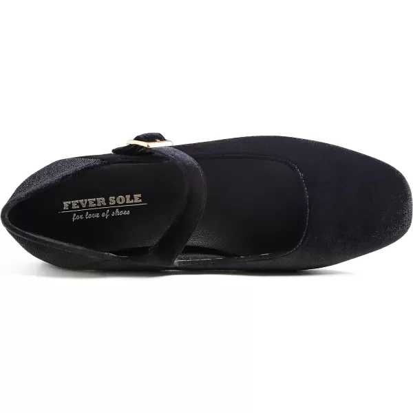 FEVERSOLE Women's Mary Jane Fashion Square Toe Easy Buckle Low Heel Slip On Flats
