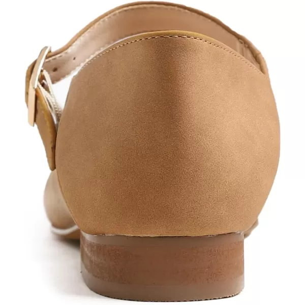 FEVERSOLE Women's Mary Jane Fashion Square Toe Easy Buckle Low Heel Slip On Flats