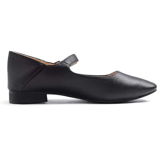 FEVERSOLE Women's Mary Jane Fashion Square Toe Easy Buckle Low Heel Slip On Flats