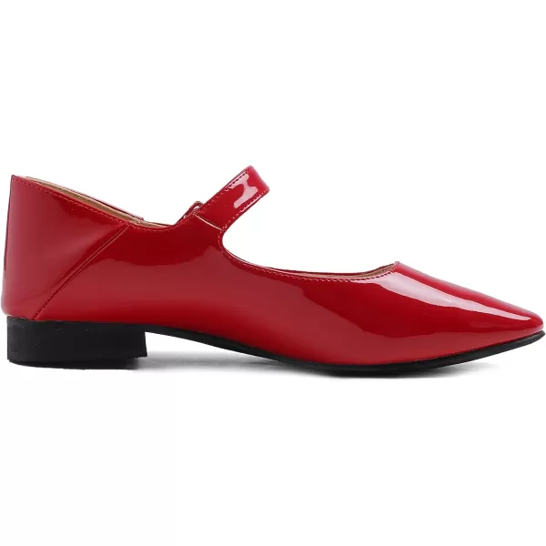 FEVERSOLE Women's Mary Jane Fashion Square Toe Easy Buckle Low Heel Slip On Flats