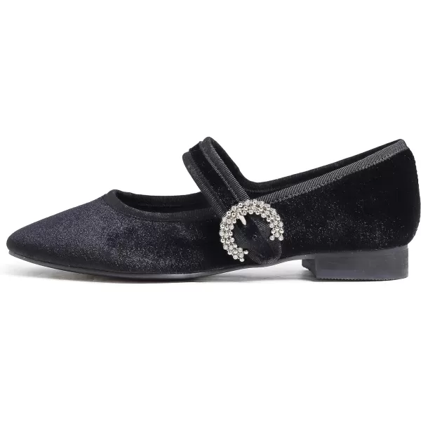 FEVERSOLE Women's Mary Jane Fashion Square Toe Easy Buckle Low Heel Slip On Flats