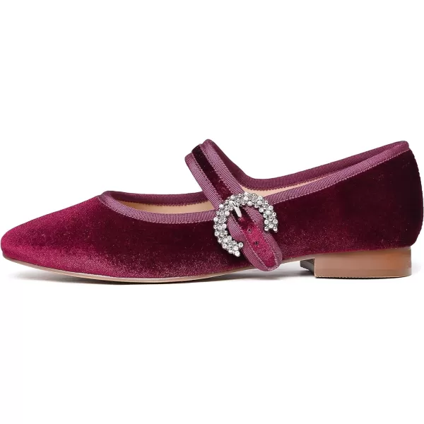 FEVERSOLE Women's Mary Jane Fashion Square Toe Easy Buckle Low Heel Slip On Flats