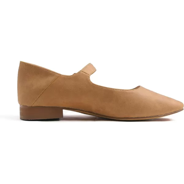 FEVERSOLE Women's Mary Jane Fashion Square Toe Easy Buckle Low Heel Slip On Flats