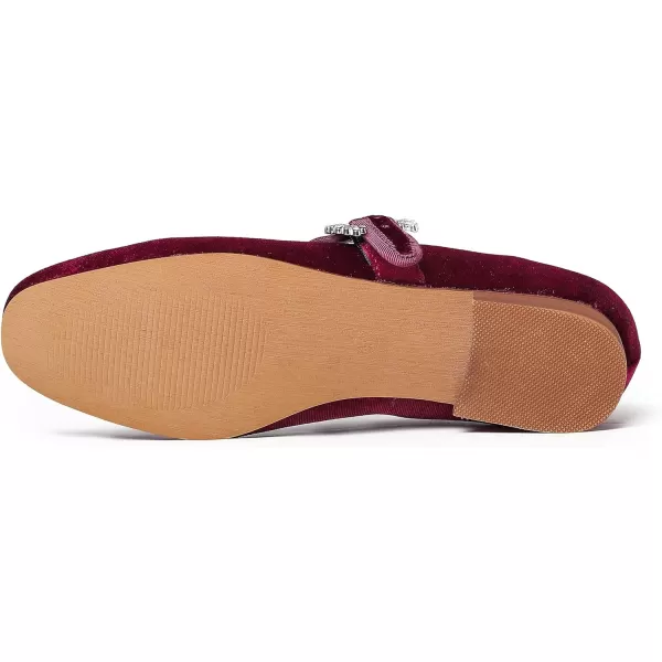 FEVERSOLE Women's Mary Jane Fashion Square Toe Easy Buckle Low Heel Slip On Flats
